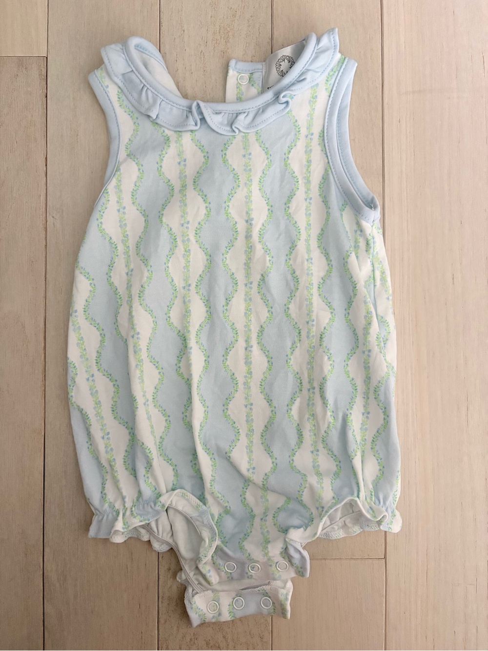 Infant Light Blue Ruffled Collar One-Piece Bodysuit